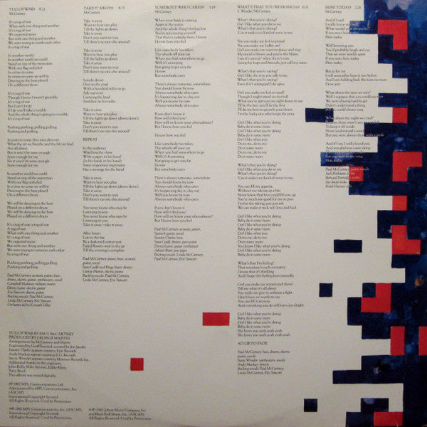 Paul McCartney : Tug Of War (LP, Album, Pit)