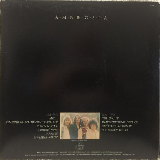 Ambrosia (2) : Somewhere I've Never Travelled (LP, Album, Pit)