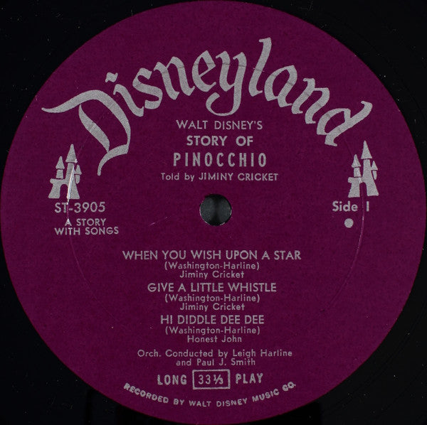 Jiminy Cricket : Pinocchio (LP, Album, RE, RP)