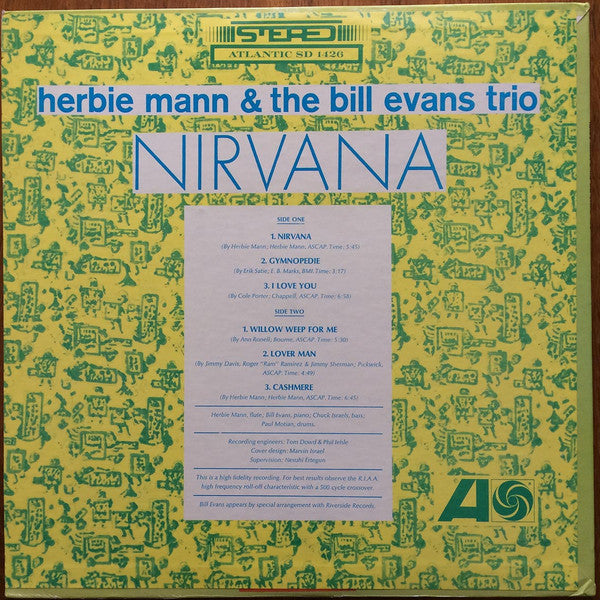 Herbie Mann & The Bill Evans Trio : Nirvana (LP, Album, RE)