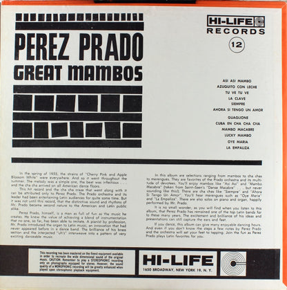 Perez Prado : Great Mambos, And Other Latin American Favorites (LP, Album, Mono, RE)
