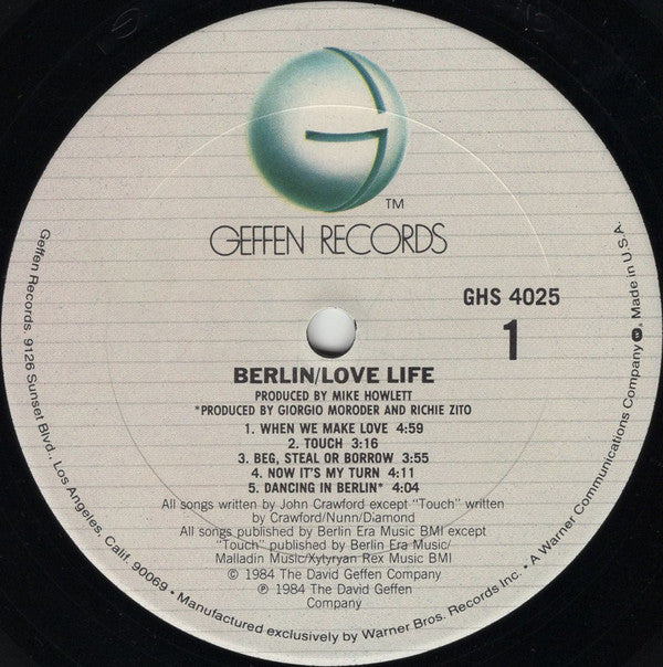 Berlin : Love Life (LP, Album, Club, Car)