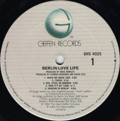 Berlin : Love Life (LP, Album, Club, Car)