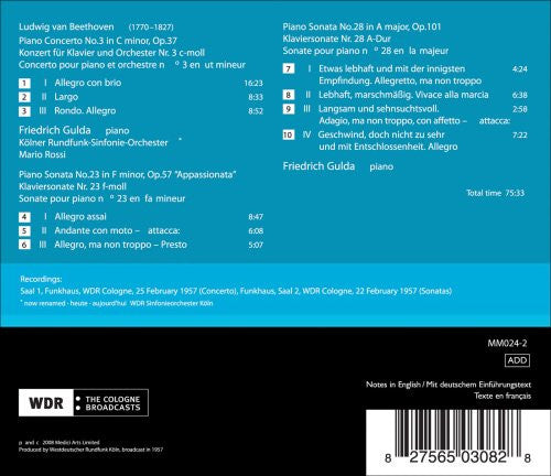 Gulda*, Beethoven* : Piano Concerto No. 3; Piano Sonata No. 23 "Appassionata"; Piano Sonata No. 28 (CD, Album)
