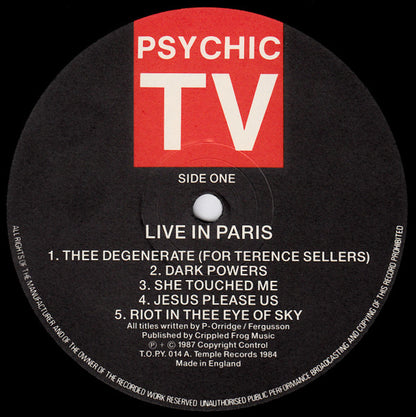 Psychic TV : Live In Paris (LP, Album, Ltd)