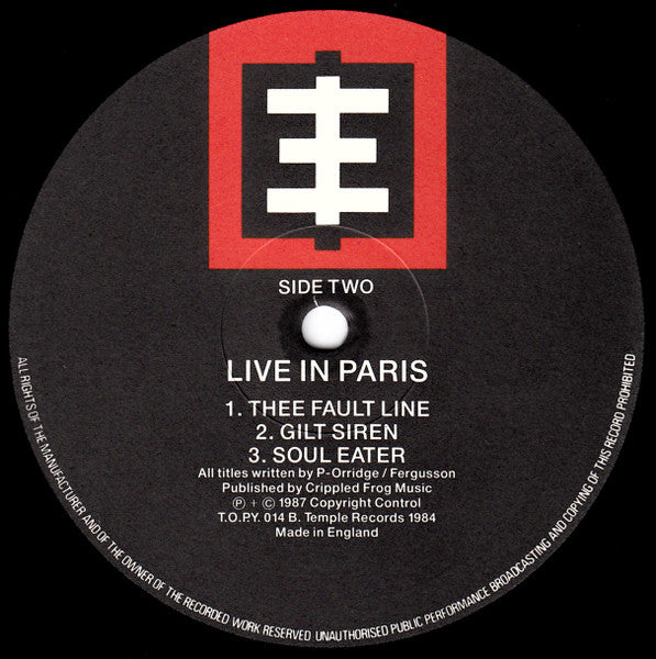 Psychic TV : Live In Paris (LP, Album, Ltd)