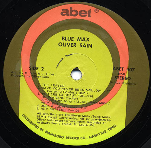 Oliver Sain : Blue Max (LP, Album)