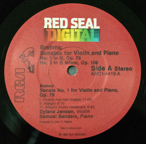 Dylana Jenson, Samuel Sanders (2), Brahms* : Sonatas For Violin And Piano (LP)