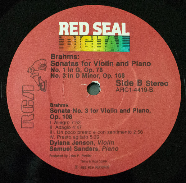 Dylana Jenson, Samuel Sanders (2), Brahms* : Sonatas For Violin And Piano (LP)