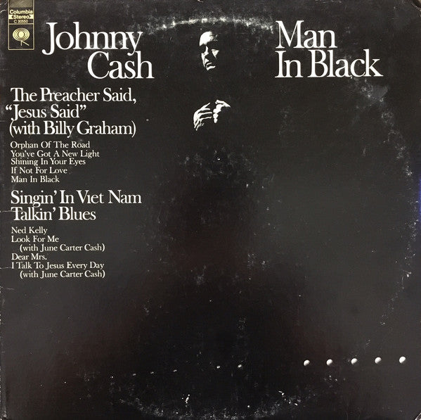 Johnny Cash : Man In Black (LP, Album, Pit)
