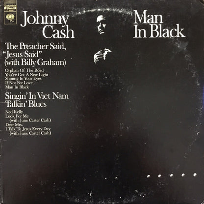Johnny Cash : Man In Black (LP, Album, Pit)