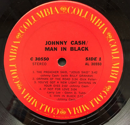 Johnny Cash : Man In Black (LP, Album, Pit)
