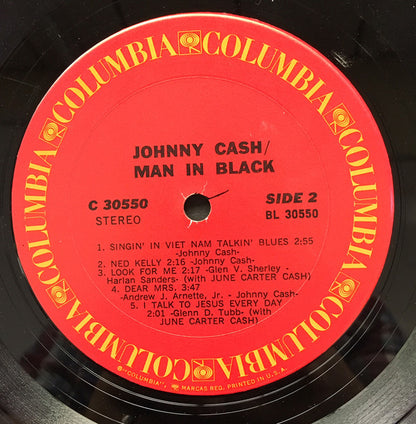 Johnny Cash : Man In Black (LP, Album, Pit)