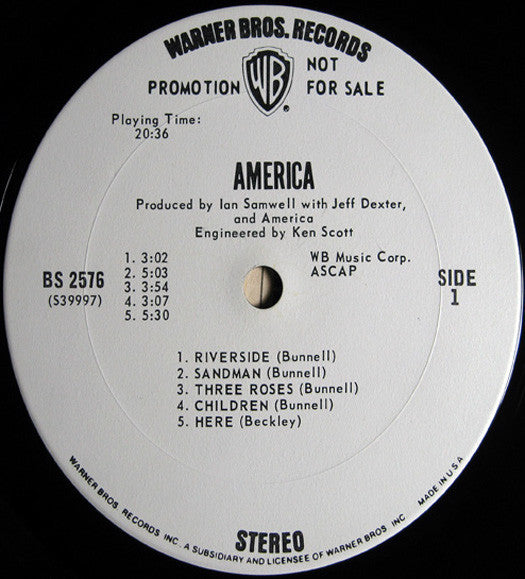 America (2) : America (LP, Album, Promo, San)