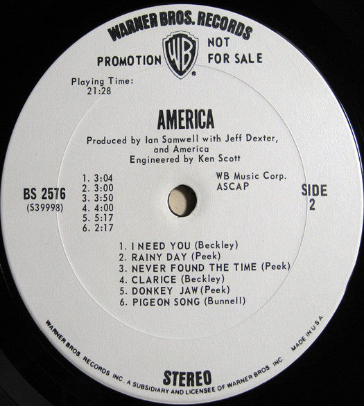 America (2) : America (LP, Album, Promo, San)