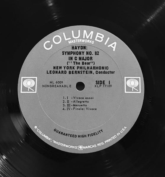 Haydn*, Leonard Bernstein, New York Philharmonic : Symphony No. 82 "The Bear" / Symphony No. 83 "The Hen" (LP, Mono)