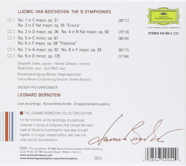 Leonard Bernstein, Beethoven* : The 9 Symphonies (5xCD, Comp + Box, RE)