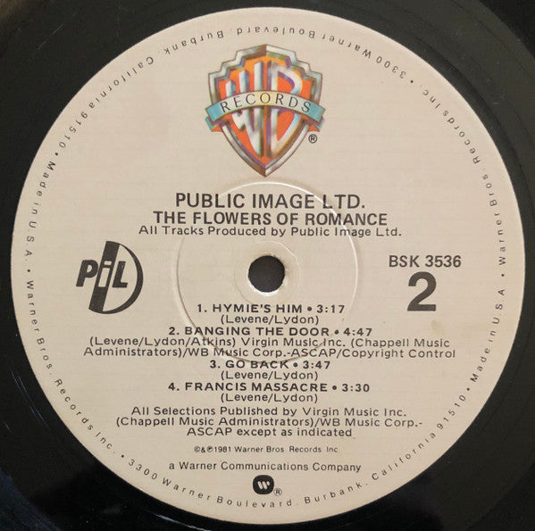 Public Image Ltd.* : The Flowers Of Romance (LP, Album, Win)
