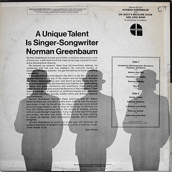 Norman Greenbaum With Dr. West's Medicine Show And Junk Band : Norman Greenbaum With Dr. West's Medicine Show And Junk Band (LP, Album, Ind)