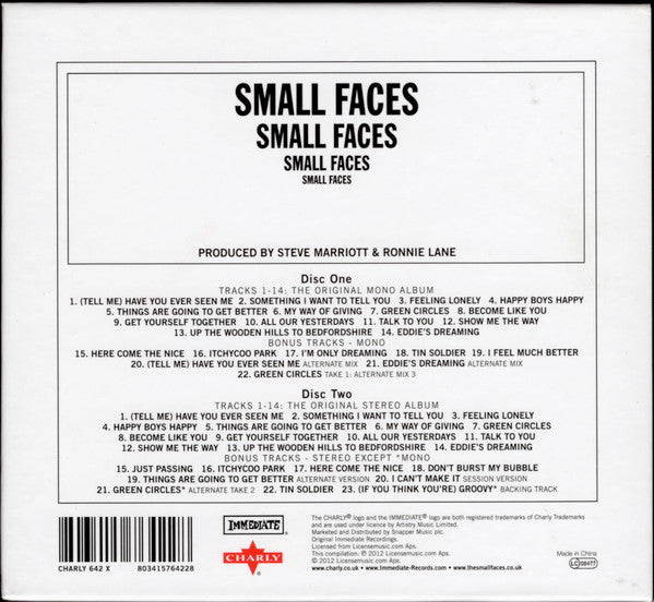 Small Faces : Small Faces (2xCD, Album, RE, RM)