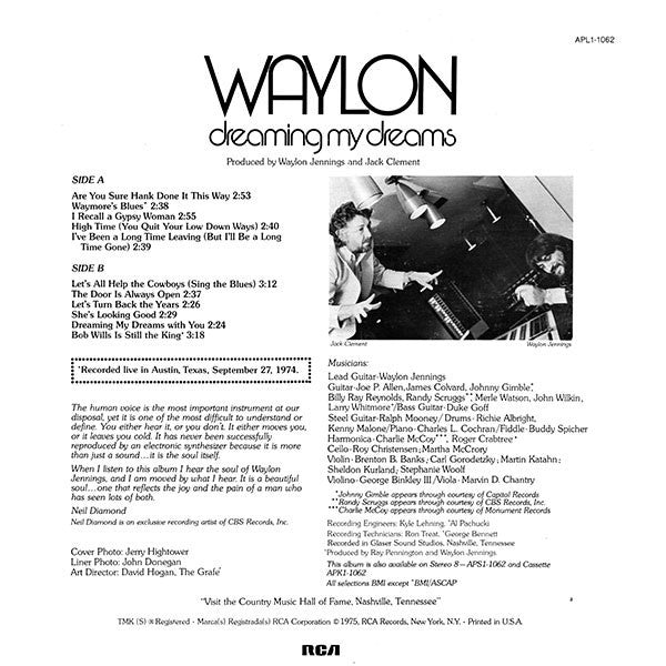 Waylon* : Dreaming My Dreams (LP, Album, Ind)