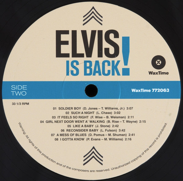 Elvis Presley : Elvis Is Back! (LP, Album, RE, 180)
