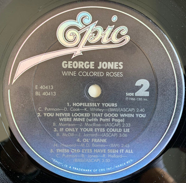George Jones (2) : Wine Colored Roses (LP, Album, Car)