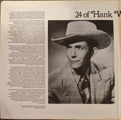 Hank Williams : 24 Of Hank Williams' Greatest Hits (2xLP, Comp, RP, San)