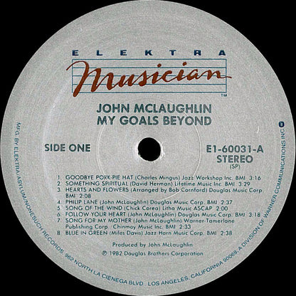 John McLaughlin : My Goals Beyond (LP, Album, RE, SP )