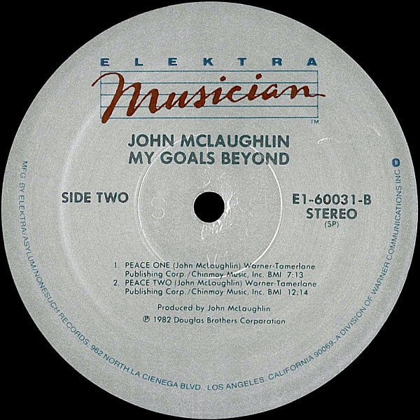 John McLaughlin : My Goals Beyond (LP, Album, RE, SP )
