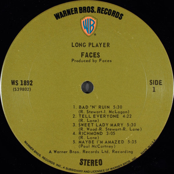 Faces (3) : Long Player (LP, Album, Pit)