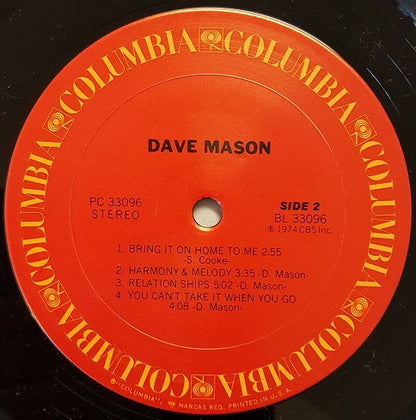 Dave Mason : Dave Mason (LP, Album, Pit)
