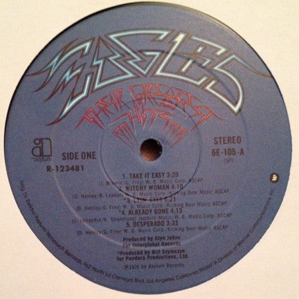 Eagles : Their Greatest Hits 1971-1975 (LP, Album, Comp, Club, RE, RP, RCA)