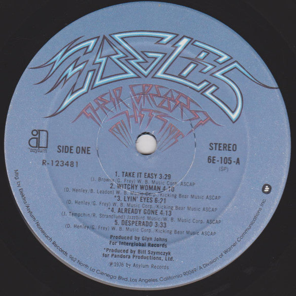 Eagles : Their Greatest Hits 1971-1975 (LP, Album, Comp, Club, RE, RP, RCA)