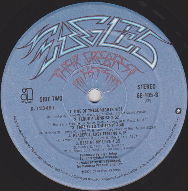 Eagles : Their Greatest Hits 1971-1975 (LP, Album, Comp, Club, RE, RP, RCA)