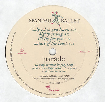 Spandau Ballet : Parade (LP, Album, Club, CRC)