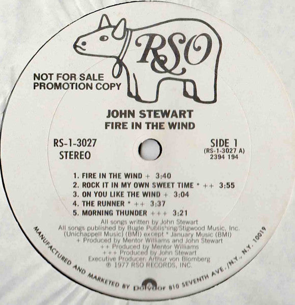 John Stewart (2) : Fire In The Wind (LP, Album, Promo)