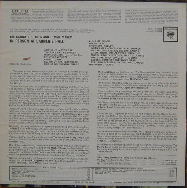 The Clancy Brothers & Tommy Makem : In Person At Carnegie Hall (LP, Album, RE)