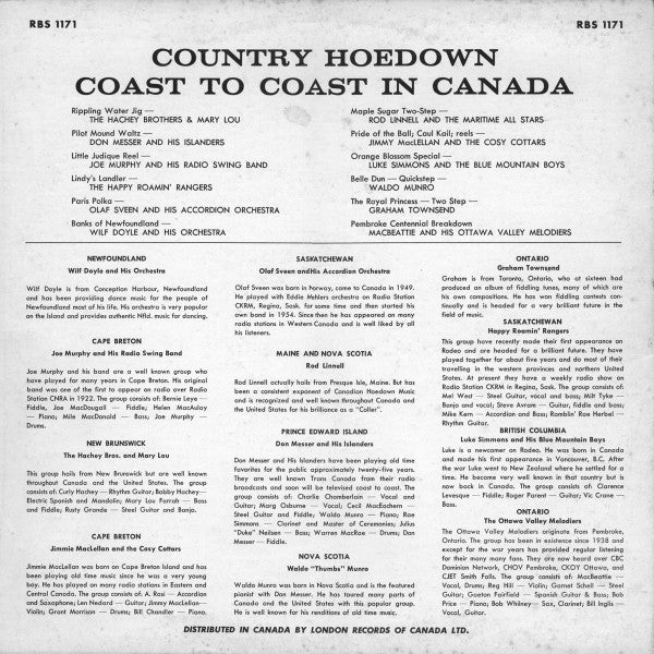 Various : Country Hoedown Coast To Coast In Canada (LP, Comp)