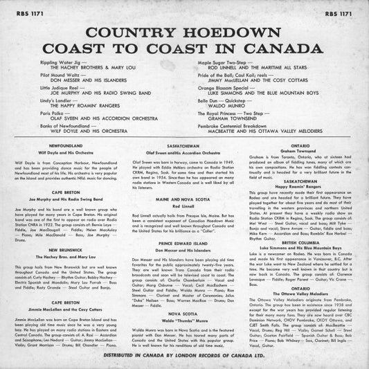 Various : Country Hoedown Coast To Coast In Canada (LP, Comp)