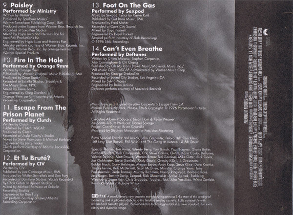 Various : Music From And Inspired By John Carpenter's Escape From L.A. (Cass, SR)