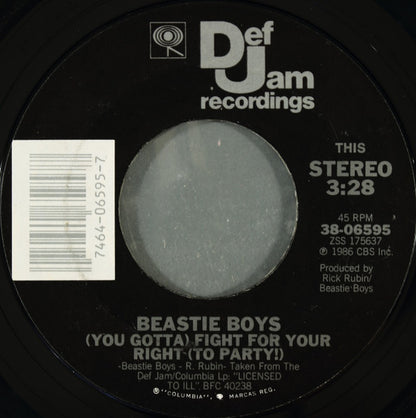 Beastie Boys : (You Gotta) Fight For Your Right (To Party!) (7", Single, Styrene, Pit)