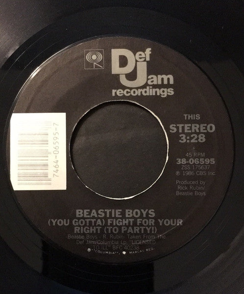 Beastie Boys : (You Gotta) Fight For Your Right (To Party!) (7", Single, Styrene, Pit)