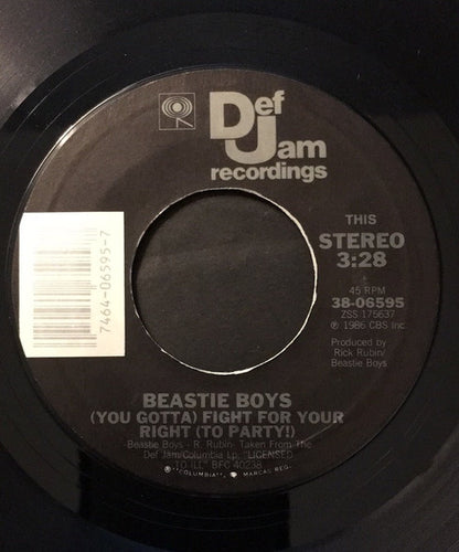 Beastie Boys : (You Gotta) Fight For Your Right (To Party!) (7", Single, Styrene, Pit)