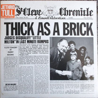 Jethro Tull : Thick As A Brick (LP, Album, RE, Ter)