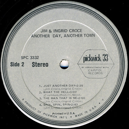 Jim & Ingrid Croce : Another Day, Another Town (LP, Album, RE)