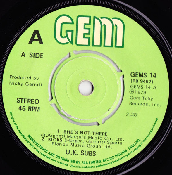 U.K. Subs* : She's Not There (7", EP, Pus)