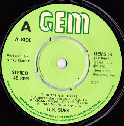 U.K. Subs* : She's Not There (7", EP, Pus)