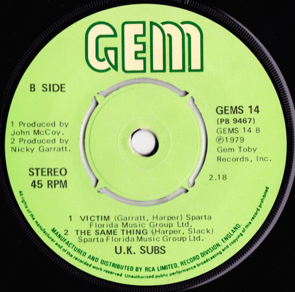 U.K. Subs* : She's Not There (7", EP, Pus)