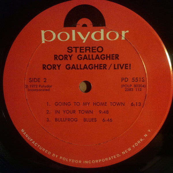 Rory Gallagher : Rory Gallagher Live! (LP, Album, Mon)